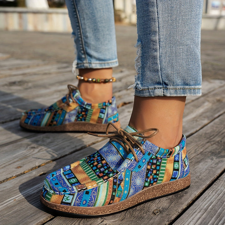 Damen Vintage Boho SchnürSchuhe