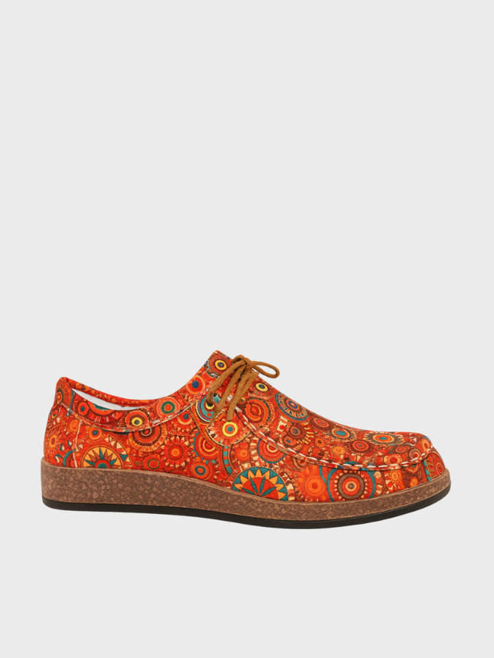 Damen Vintage Blumen Schnürschuhe