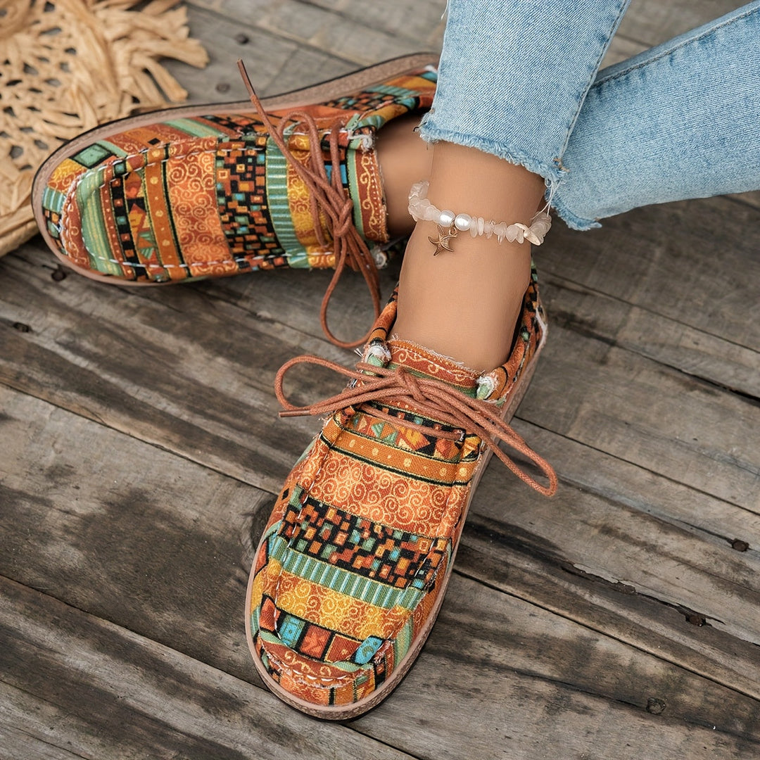 Damen Vintage Schnür-Schuhe