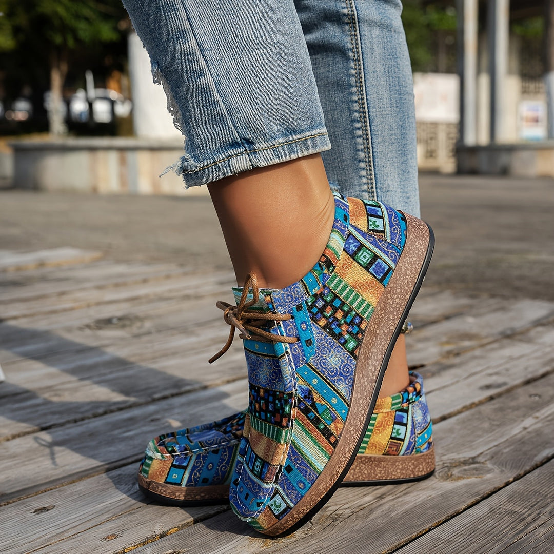 Damen Vintage Boho SchnürSchuhe