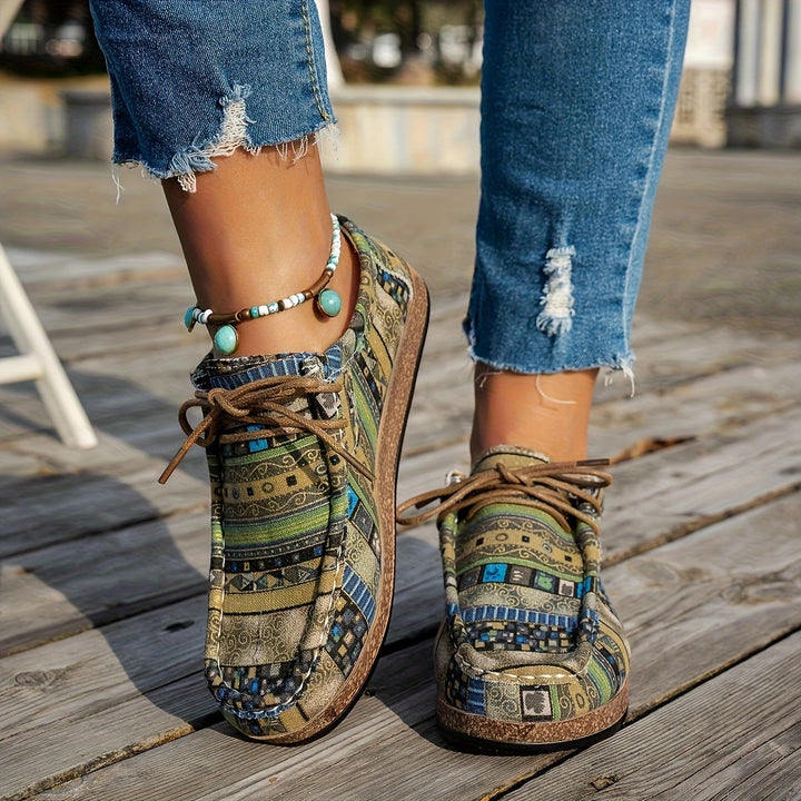 Damen Vintage Geometrisch Gedruckte Schuhe