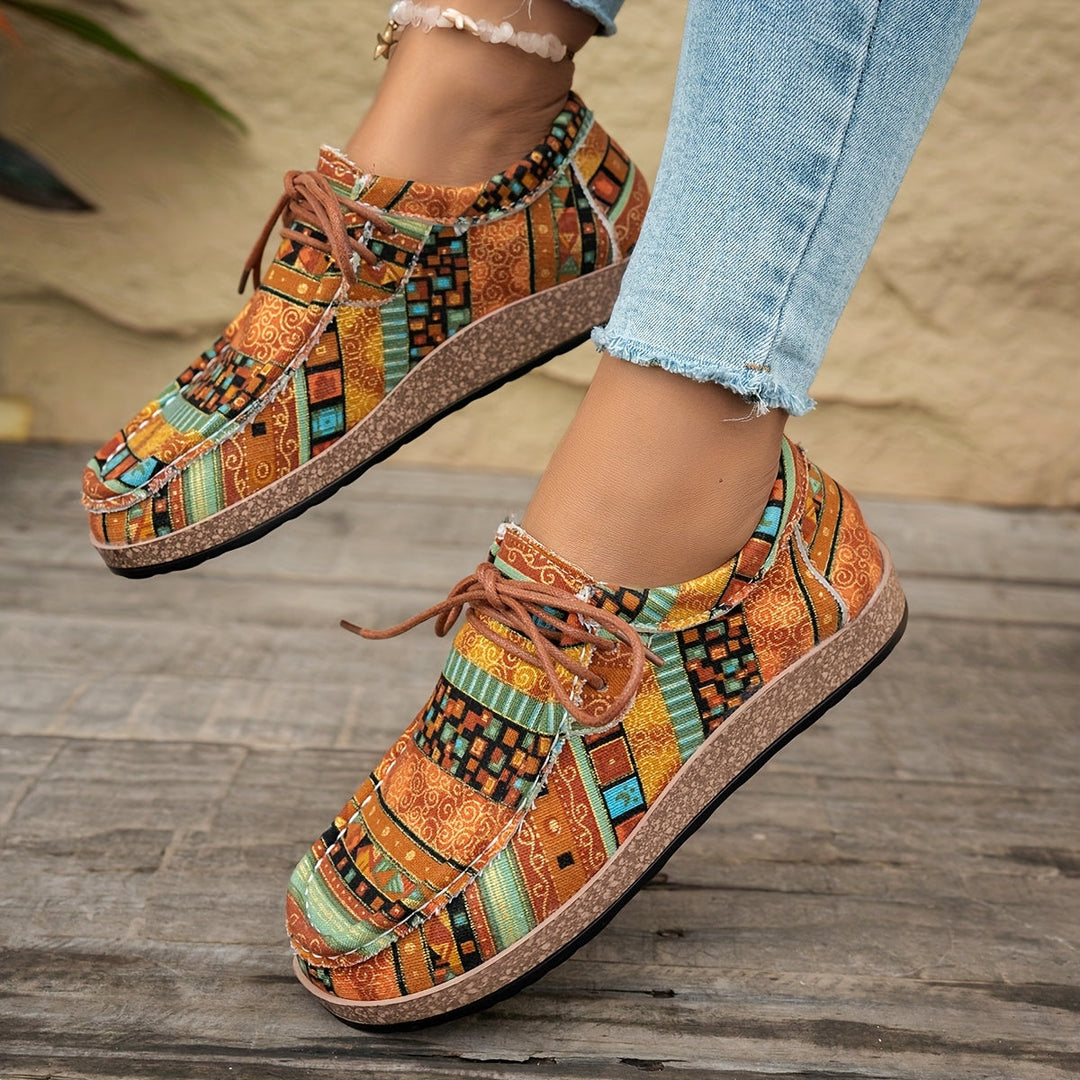 Damen Vintage Schnür-Schuhe