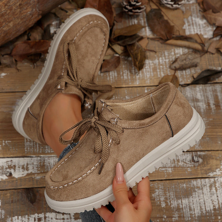 Damen Vintage Schnür-Mokassinschuhe