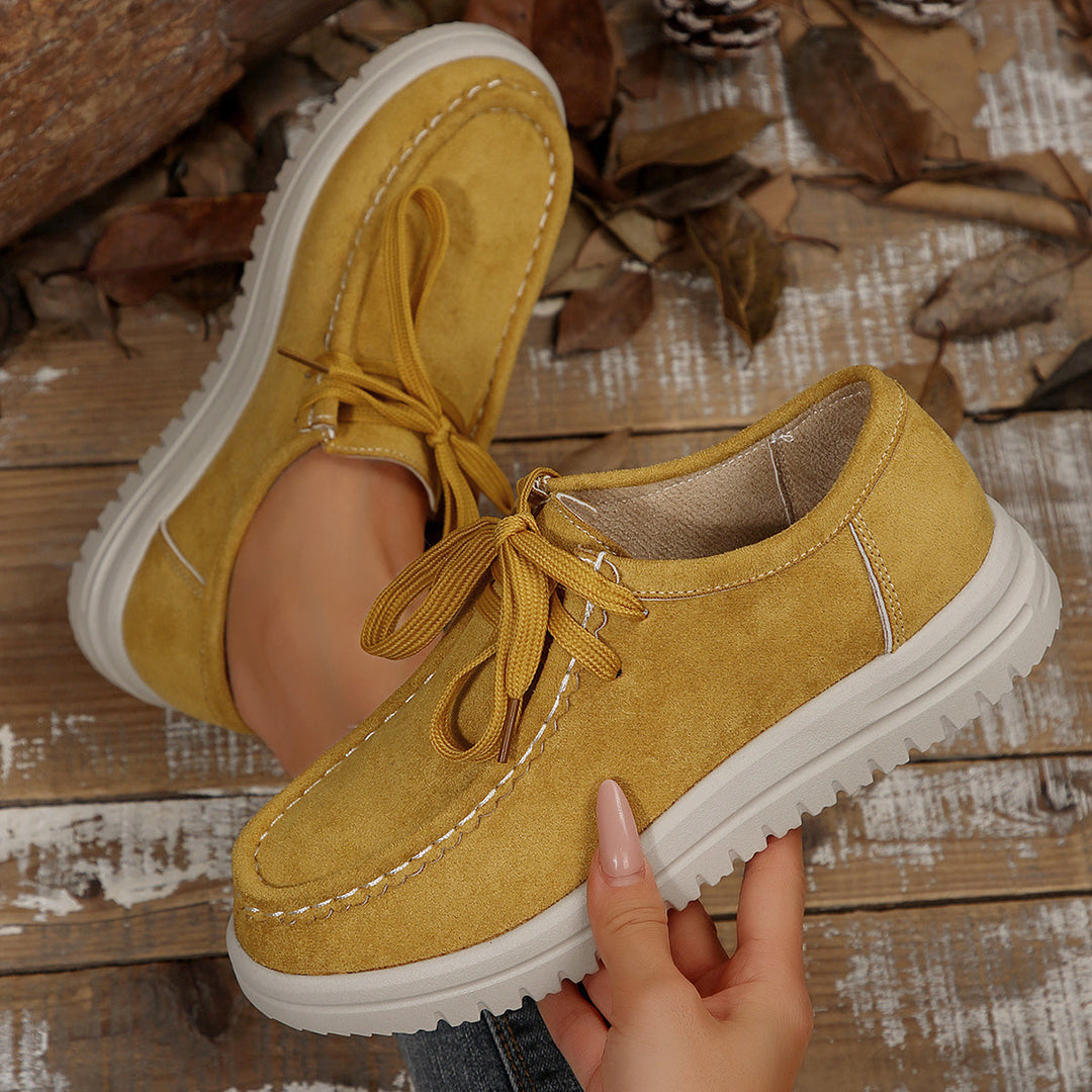 Damen Vintage Schnür-Mokassinschuhe