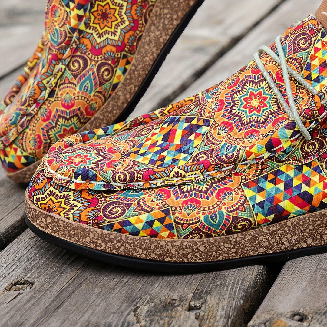Damen-Schuhe im Vintage-Stil mit farbenfrohem Paisley-Muster