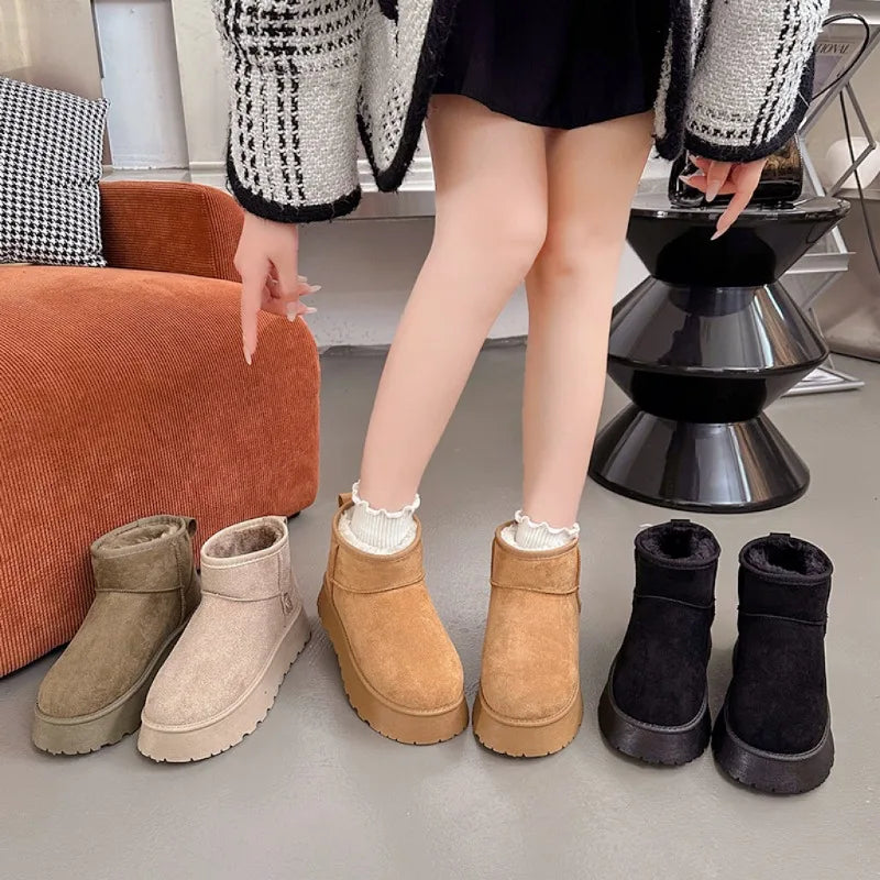 Damen Klassische Plattformstiefel mit Dicke Sohle
