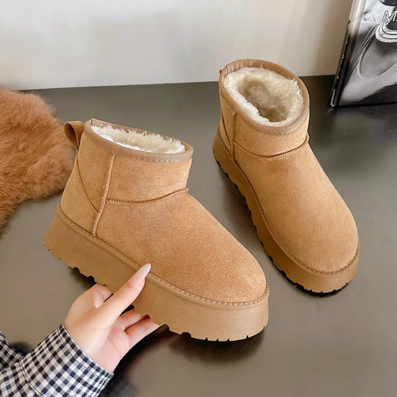 Damen Klassische Plattformstiefel mit Dicke Sohle