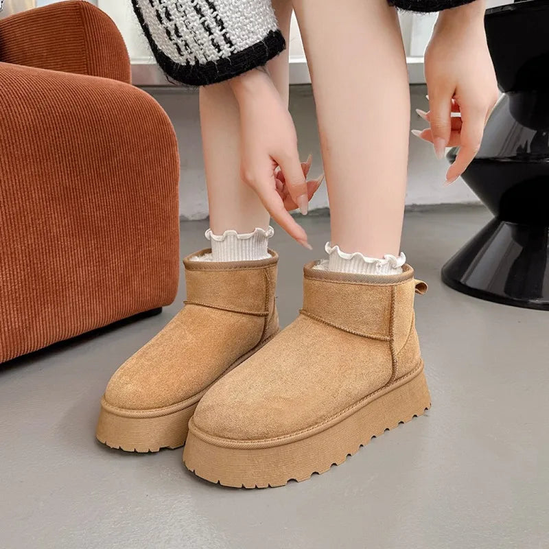 Damen Klassische Plattformstiefel mit Dicke Sohle