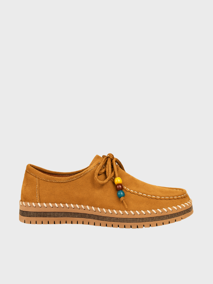 Damen Vintage Perlen Schnür Schuhe