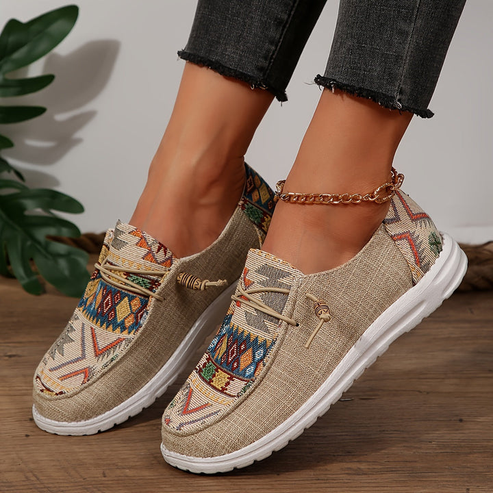 Damen Vintage Ethnische Schnürsenkel Schuhe