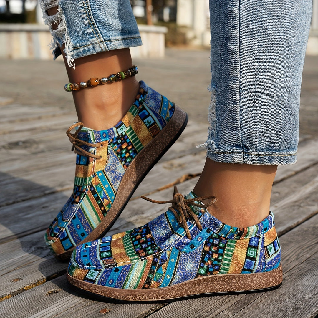 Damen Vintage Boho SchnürSchuhe
