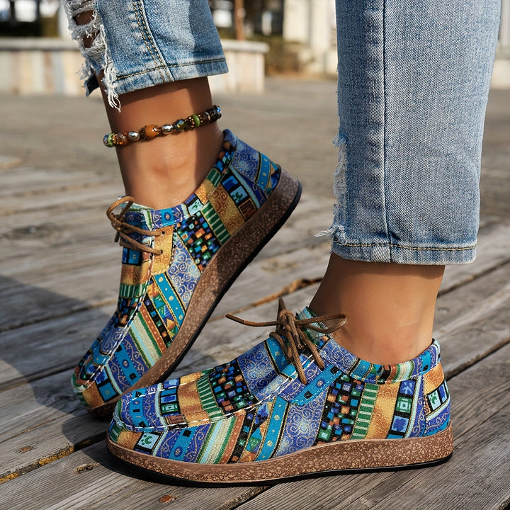 Damen Vintage Boho SchnürSchuhe