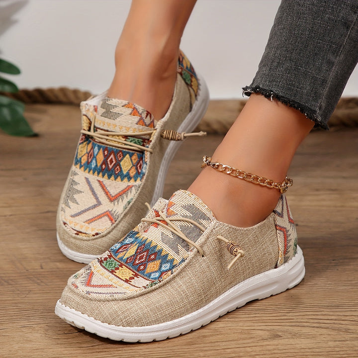 Damen Vintage Ethnische Schnürsenkel Schuhe