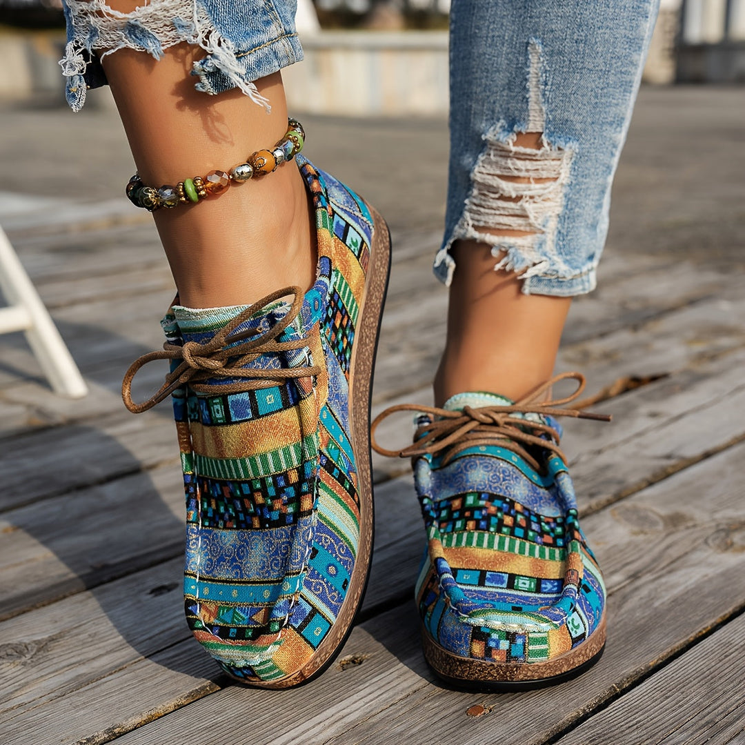Damen Vintage Boho SchnürSchuhe